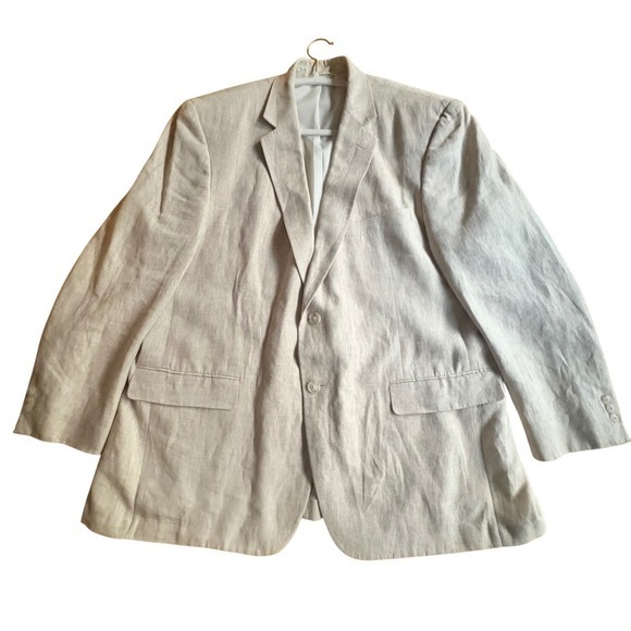 PALM BEACH Brock Natural Linen 2 Button Blazer Sport Coat Jacket Mens XL;48R EUC - Picture 3 of 12